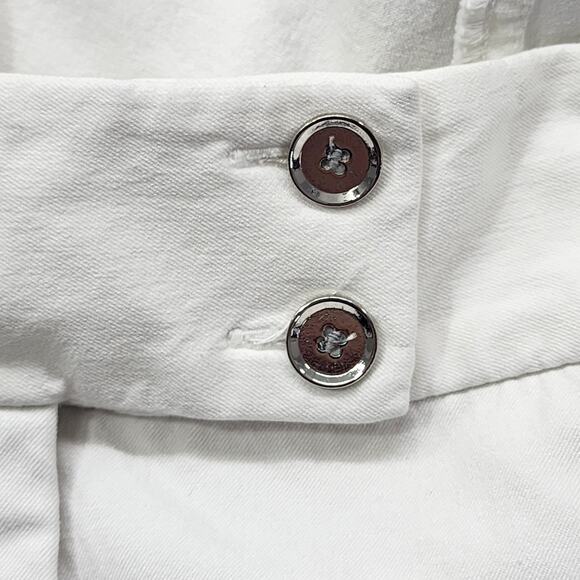 Alfani Pants Womens 14 White Stretch Cotton Mid Rise Capri Double Button Casual - Picture 2 of 11